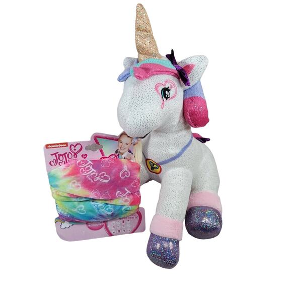 Unicorn Plush Jojo Siwa Rainbow Sparkle Tie Dye Head Wrap Hair Band Bundle - Picture 1 of 12